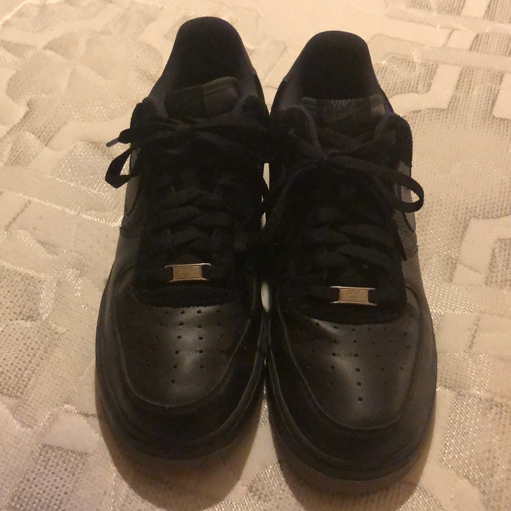 All black Air Force ones/grey bottom. Size 12